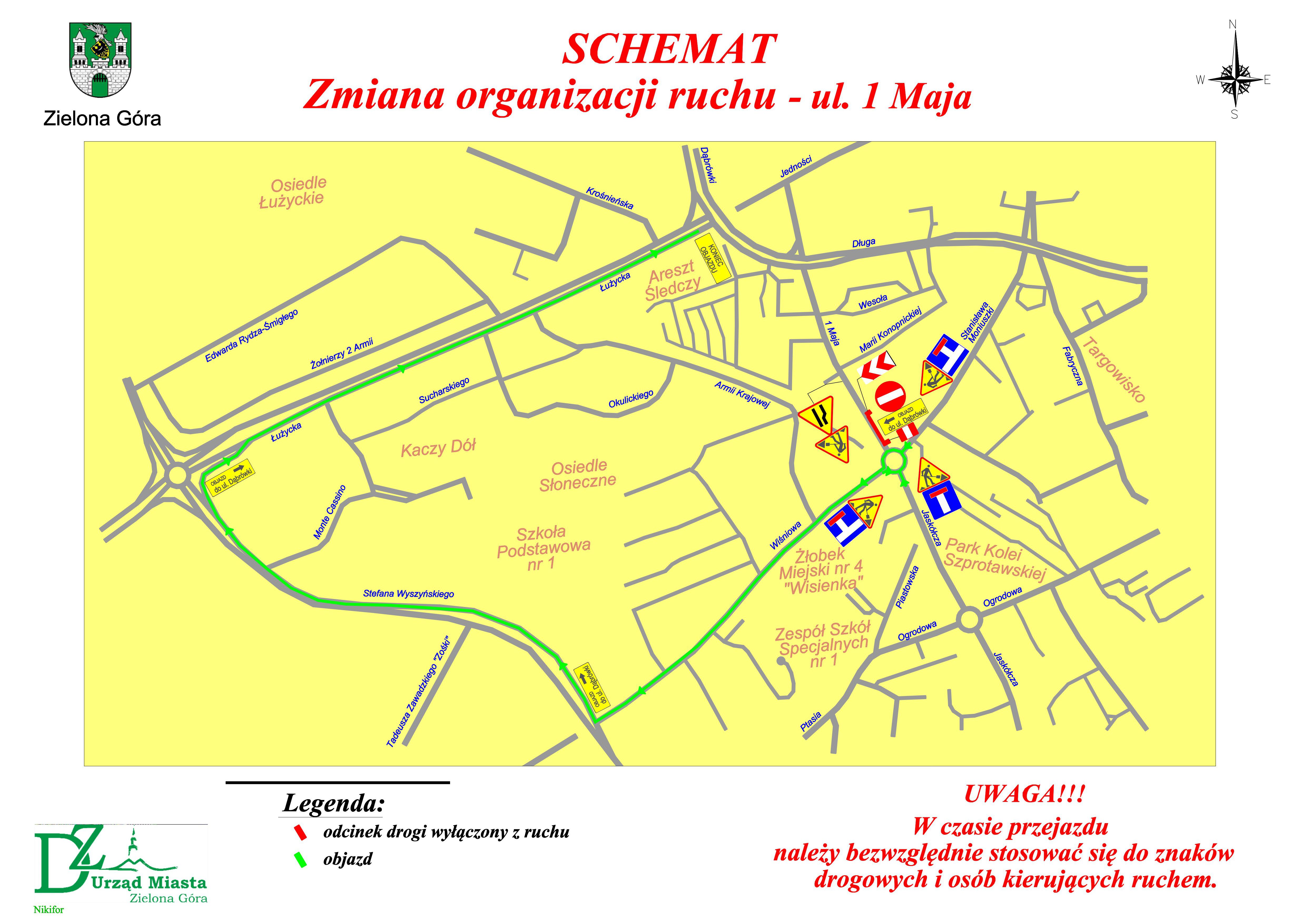 Zmiana organizacji rucjhu przy ul. 1 Maja